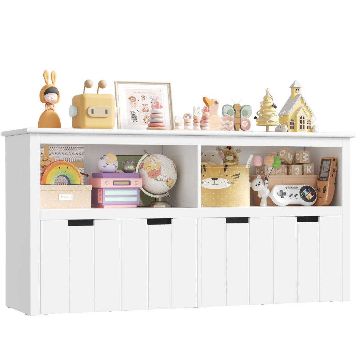 Bayze Bookcase with Removable Drawers, White